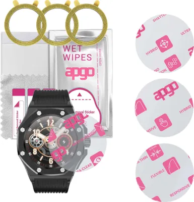Produktbild von apgo 3 Stück Schutzglas, klar, kompatibel mit Kumi GW20 Smartwatch, Hybrid 8H, Ersatz für Hartglas, Displayschutzglas, Bildschirmschutz, Displayschutz, kratzfest