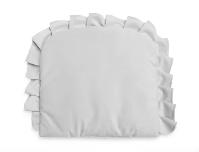 Produktbild von Flaches Babykissen aus Velours mit Rüsche, grau, 35 x 25 cm