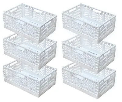 Produktbild von Set aus 6 Faltbaren Aufbewahrungsboxen für Kinder und Zuhause (Weiß, 30x20x12cm)