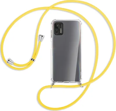 Produktbild von Handykette Backcover-Schutzhülle mit Band (Metall silberfarben) für Motorola Moto G Pro 2021 - gelb