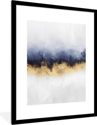 Produktbild von MuchoWow® Gerahmtes Poster Abstrakt - Gold - Luxus 60x80 cm - Poster mit Schwarzem Bilderrahmen Wandposter Rahmen Foto Bilder - Wohnzimmer - Dekorationen - Prämie
