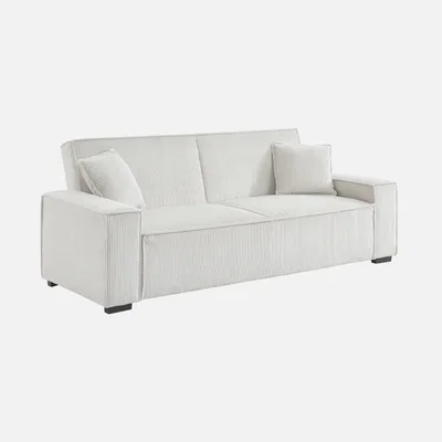 Immagine prodotto di sweeek - Divano a 3 posti con funzione letto e rivestimento in velluto a coste - Crema