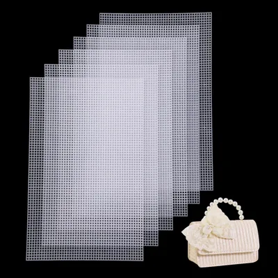 Produktbild von Kunststoff-Canvasblätter - weißes Gewebe - für Kreuzstich - Kunststoff-Canvas für Strick-, Häkel- und Nähprojekte - 6 Stück - 20 x 32 cm