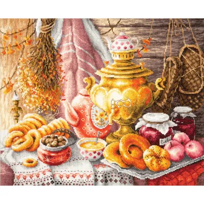Zdjęcie produktu dla Zestaw do haftu krzyżykowego Magic Needle Zweigart Edition "Teezeit", wzór liczony, 40x34cm