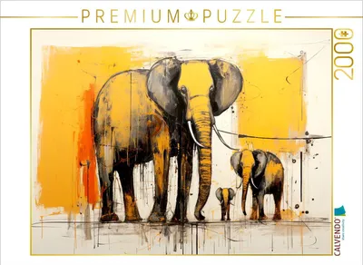 Produktbild von CALVENDO Puzzle Elefantenfamilie | 2000 Teile Lege-Größe 90x67cm Foto-Puzzle für glückliche Stunden