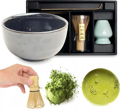 Produktbild von Matcha Set 4 tlg. Original japanische Matcha Schale mit Besen & Löffel