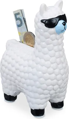 Obrázok produktu pre relaxdays Llama pokladnička na peniaze so slnečnými okuliarmi