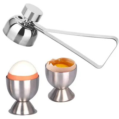 Eierbecher-Set aus Edelstahl, 2 Stück + Eieröffner