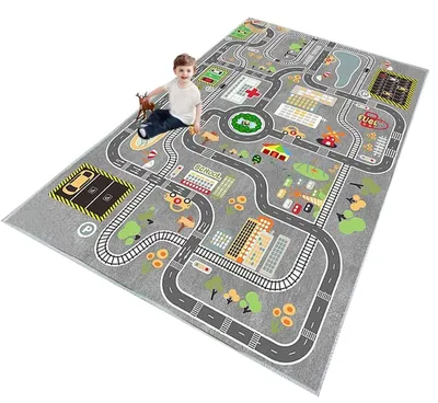 Produktbild von Kinderteppich Spielteppich mit Straßenmotiv für Kinder