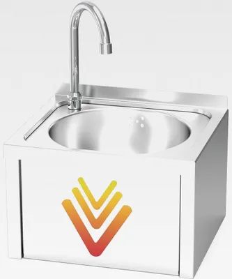 Produktbild von Waschbecken, Wandmontage, Knie-Bedienung, blickdicht, 350 x 300 x 250 mm