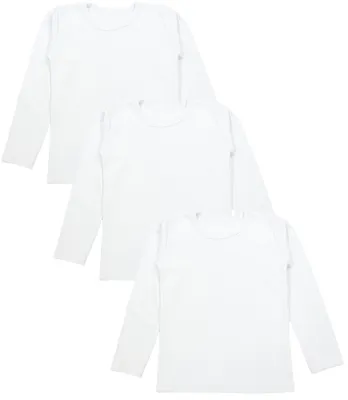 Produktbild von TupTam Mädchen Langarmshirt 3er Pack Langarm Unterhemden Basic Unterwäsche Shirts Unterhemd , Farbe: Uni Weiß, Größe: 110
