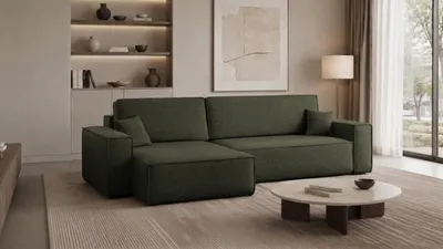 Produktbild von Kaiser Möbel Ecksofa mit schlaffunktion und bettkasten, Eckcouch Best XL stoff Verita Dunkelgrün Links
