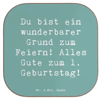 Produktbild von Mr. & Mrs. Panda Untersetzer für Gläser Spruch 1. Geburtstag Feiern - Meeresbrise - Geschenk, Coaster, Happy Birthday, liebevoller, Alter, gläseruntersetzer, Kleinkind