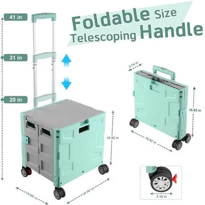 Produktbild von Praktischer Einkaufswagen, grün/grau, tragbar und robust
