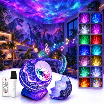 Produktbild von Led Sternenhimmel Projektor Kinder, Dinosaurier Ei Galaxy Projector Sternenprojektor Mit Fernbedienung Und Bluetooth Lautsprecher, Weißes Rauschen Nachtlicht Schlafzimmer Deko Geschenk