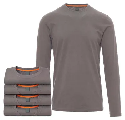 Produktbild von Mivaro Herren 5er Pack Langarmshirts Anthrazit - 100% Baumwolle Longsleeves mit Rundhals, leicht anliegend, feinmaschiges Gewebe mit 165g/m² Stoffgewicht, Größen S bis 5XL