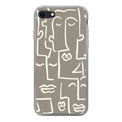 Produktbild von MuchoWow® Handyhülle Schutzhülle Hülle für iPhone SE 2022 Gesicht - Kopf - Strichzeichnung Silikon Softcase Handy Hülle - Schutzhülle