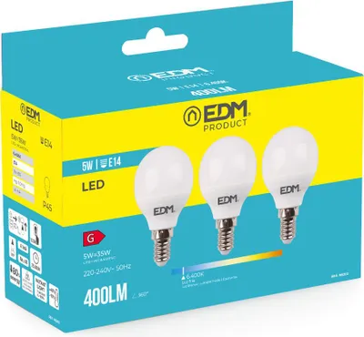 Image de Kit 3 Ampoules Led E14 Sphériques éclairage Froid Et économique - Edm