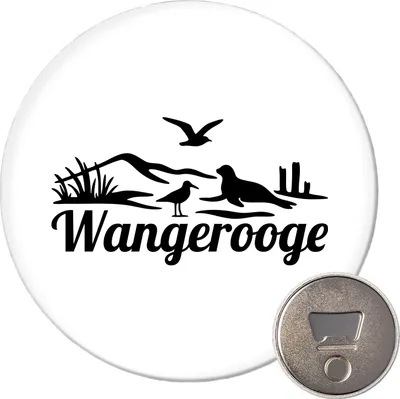 Produktbild von Huuraa Magnet Wangerooge Strandmotiv 59mm Kühlschrankmagnet rund Flaschenöffner Geschenkidee