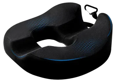 Produktbild von Orthopädisches Sitzkissen Donut-Form mit Memory Foam, Steißbeinkissen für Bürostuhl, Auto, Rollstuhl, Schwarz