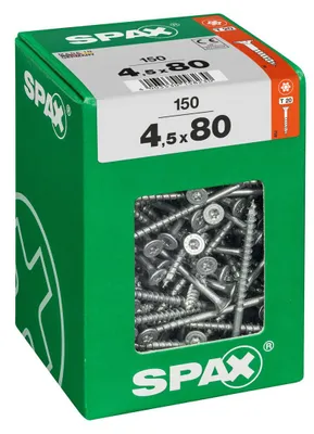 Produktbild von 150 Stück SPAX Senkkopf-Torx-Stahlschrauben, Durchmesser 4,5 mm x Länge 80 mm
