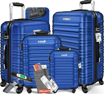 Produktbild von KESSER® 4tlg. Hartschalenkofferset Hartschalenkoffer Reisekoffer Set Reisekofferset Trolley Koffer Inkl. Kofferwaage + Gepäckanhänger Rollkoffer Schloss 4 Rollen ABS-Hartschale Teleskopgriff S-M-L-XL