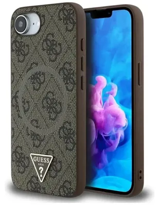 Obrázek produktu pro Pouzdro Guess 4G Ring Triangle Logo MagSafe iPhone 16e - hnědé