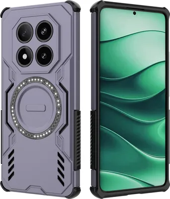 Obrázek produktu pro Magnetické pouzdro pro Xiaomi Poco X7 / Redmi Note 14 Pro 5G, hybridní PC a TPU nárazník, větrací otvory pro odvod tepla pouzdro Fialová