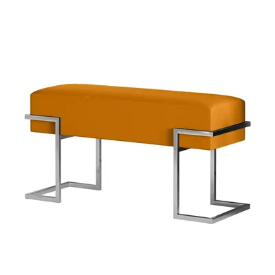 Produktbild von BETTSO Designerbank CELY 80 – honigfarbene Samtpolsterung, verchromtes Metallgestell, 80 cm