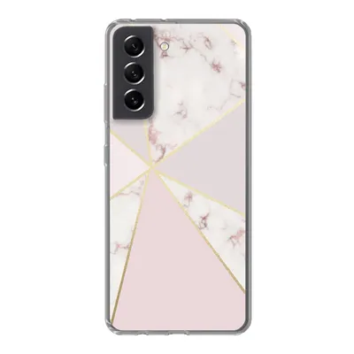 Produktbild von MuchoWow® Handyhülle Schutzhülle Hülle für Samsung Galaxy S21 FE Marmor - Gold - Rosa Silikon Softcase Handy Hülle - Mobiltelefonhülle