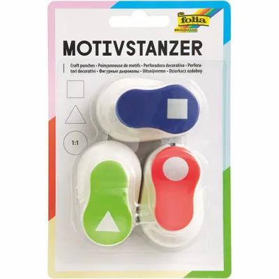 Produktbild von folia Motivstanzer Dreieck Kreis Quadrat 15mm 3 Stück
