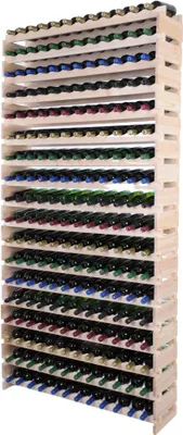 Produktbild von Weinregal VINOTECA FLEX PRO | HxBxT 247x123x28cm | 216 Flaschen auf 18 Ebenen | Massives Kiefernholz | Natur unbehandelt