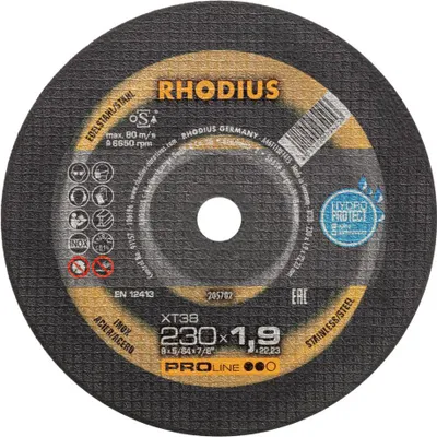 Image de Rhodius XT38 205702 Cutting disc (straight) 230 mm 1 pc(s) Stainless steel, Steel