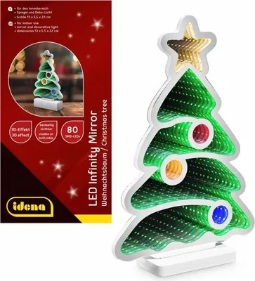 Produktbild von Idena LED Infinity Mirror Weihnachtsbaum 13x5,5x22cm batteriebetrieben