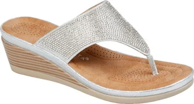 Image de Cipriata - Sandales pour femmes avec talon compensé "Sandra", paillettes, strass DF2324 (39,5 EU) (Argent)