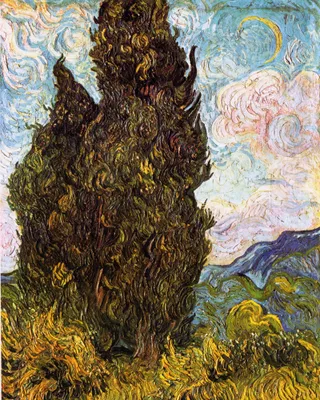 Zdjęcie produktu dla Vincent Van Gogh Kunstdruck Bild - Zypresses, 1889 (50 x 40 cm)
