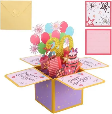 Image de Heyu-Lotus 30e carte d'anniversaire 3D Pop Up enveloppe de félicitations 30e anniversaire
