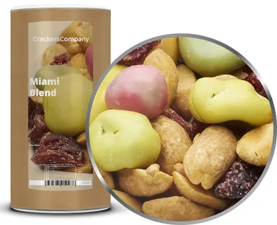 Produktbild von CrackersCompany Erdnuss-Rosinen-Cranberry-Mix mit Joghurtschokolade (Miami Blend), Membrandose 800 g
