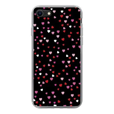 Produktbild von MuchoWow® Handyhülle Schutzhülle Hülle für iPhone SE 2022 Eine Illustration mit Herzen auf einem schwarzen Hintergrund Silikon Softcase Handy Hülle - Schutzhülle