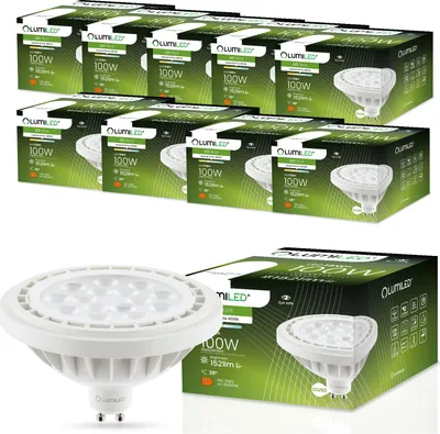 Produktbild von LUMILED LED-Leuchtmittel 10er Set ES111 GU10 Fassung 230V 15W (Entspricht 100 Watt) Neutralweiß 4000K 38° weiß 1521 lm Lampen Reflektor