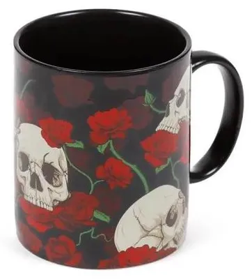 Obrázek produktu pro Porcelánový hrnek s lebkami a růžemi – Puckator