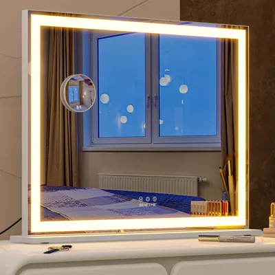 Make-up-Spiegel mit LED-Beleuchtung, 70x56 cm, Touch-Steuerung, 3 Lichtmodi