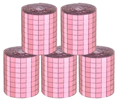 Mosaikspiegelsteine 4800 Stück, 5x5 mm, quadratisch, selbstklebend, rosa