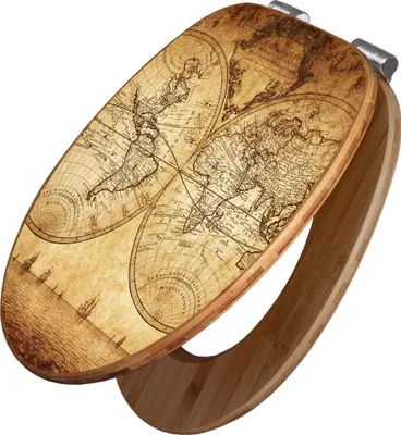 Produktbild von banjado Design WC Sitz Bambus Absenkautomatik -Sieben Weltmeere - Toilettendeckel mit Absenkautomatik Holz/hochwertiger Bambus Klodeckel/WC-Sitz für alle gängigen Toiletten [TDB2 12411]
