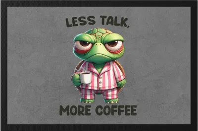Produktbild von Less Talk More Coffee Lustige Schildkröte Fußmatte Kaffee Spruch Morgenmuffel Geschenkidee