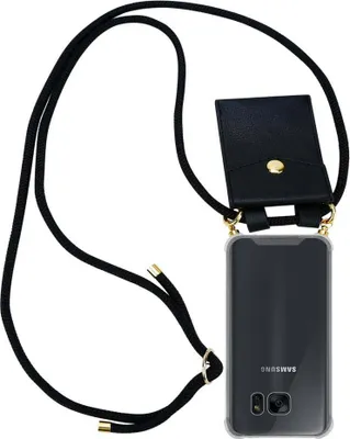 Produktbild von Cadorabo Hülle für Samsung Galaxy S7 EDGE Schutzhülle in Schwarz Handy Kette Silikon Kordel abnehmbares Etui