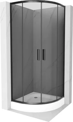 Zdjęcie produktu dla Mexen Rio kabina prysznicowa półokrągła 70 x 70 cm, grafit, czarna + brodzik Rio, biały - 863-070-070-70-40-4710