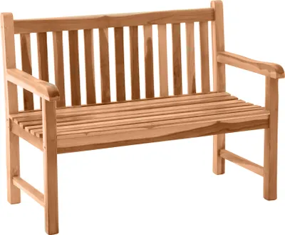 Produktbild von Möbilia Gartenbank 120 cm | 2-Sitzer aus Teak Holz | B 120 x T 63 x H 92 cm | natur | 11020010 | Serie GARTEN