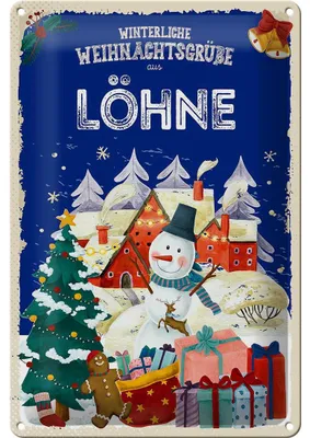Produktbild von Blechschild Weihnachtsgrüße LÖHNE FEST 20x30cm