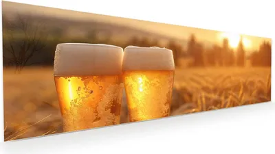 Produktbild von Glasbild 120x40cm in XXL für Wohnzimmer, Schlafzimmer Motiv Sonnenuntergangsbecher